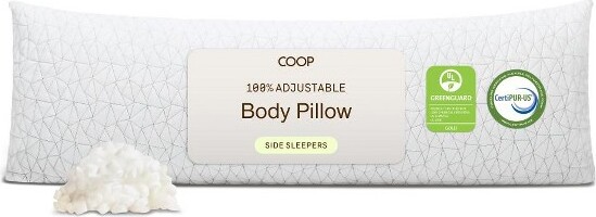 Coop Home Goods CoopHomeGoodsTheOriginalBodyAdjustablePillowforSleeping,SoftZipperedWashableCover-SideSleepers,LongPillowforPregnancy,20x54