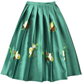 Thumbnail for your product : Choies Green Embroidery Floral Midi Skirt