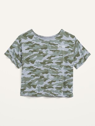 Old Navy Sunday Sleep Ultra-Soft Loose Camo Logo Crop T-Shirt for Women