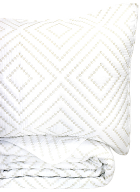 Melange Home Diamond Square Stitch Cotton Quilt Set