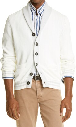 white shawl collar cardigan