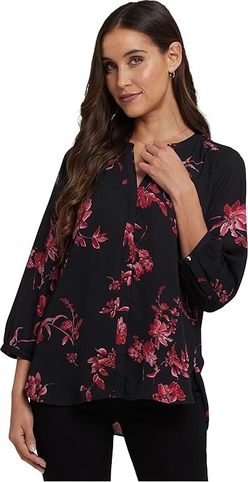 NYDJ Pintuck Blouse Women's Clothing Vivienne : XS (US 0-2), Polyester