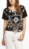 Thumbnail for your product : Express Cropped Mesh Inset Graphic Tee - Aztec