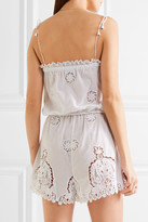 Thumbnail for your product : Miguelina Peggy Cotton And Lace Playsuit - White
