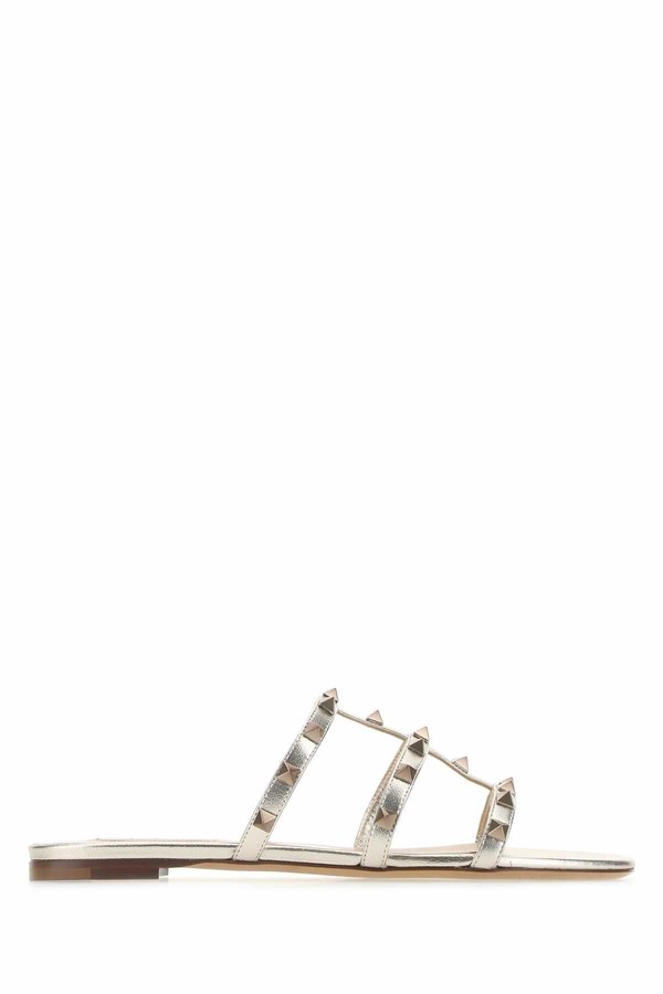 Sandália Valentino Rockstud Couro Branco Original - CSG37 | Etiqueta Única