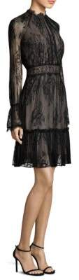 Shoshanna Lace Overlay Bell-Sleeve Mini Dress