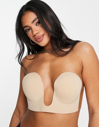 Bye Bra seamless U plunge backless and strapless stick on bra in beige -  ShopStyle