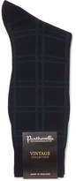 Thumbnail for your product : Pantherella Walbrook Checked Mercerised Cotton-Blend Socks - Men - Navy