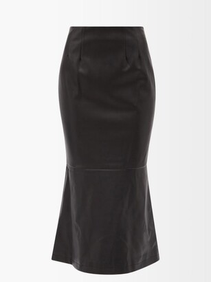 STAUD Laurel Faux-leather Fishtail Skirt - Black