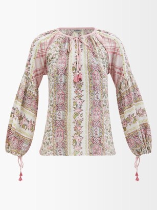 D'Ascoli Hannah Floral-print Silk-crepe Top - Pink Multi