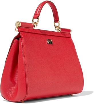 Dolce & Gabbana Sicily Medium Appliqued Textured-leather Shoulder Bag