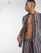 Thumbnail for your product : ASOS DESIGN Two-piece regular fit denim shirt in retro stripe