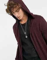 Thumbnail for your product : ASOS Design DESIGN hooded open cardigan with curved hem in burgundy