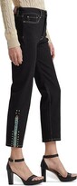 Thumbnail for your product : Lauren Ralph Lauren Beaded High-Rise Straight Cropped Jeans in Black Rinse Wash (Black Rinse Wash) Women's Clothing