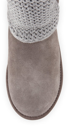 UGG Darrah Knit & Suede Boot, Gray, Youth