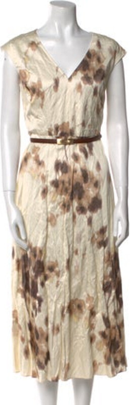Studio Max Mara Dress Neutrals Printed Sleeveless with V-Neck