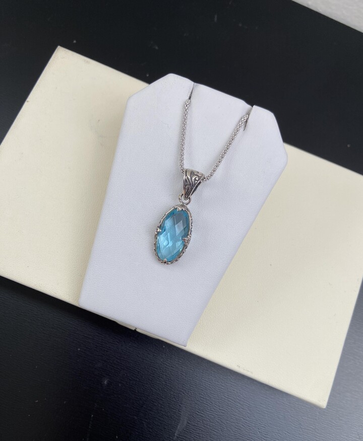 Etsy Beautiful Sky Blue Topaz Necklace Handmade in Sterling Silver With A Beautiful