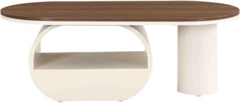 Everly Quinn Luxury Oval Coffee Table 47.24'' Coffee Table with Storage Drawer White Metal Center Table for Living Room