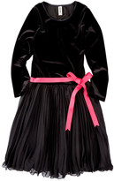 Thumbnail for your product : Mignone Long Sleeve Velour Pleat Skirt Tie Waist Dress (Big Girls)