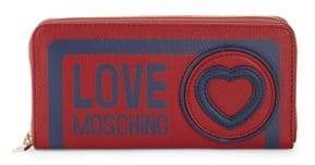 Love Moschino Graphic Faux Leather Zip-Around Wallet