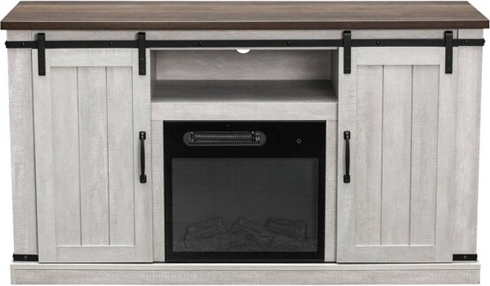Home Essentials ElectricFireplaceSawCutTVStandforTVsupto60":HomeEssentials,BarnDoorConsole,CableManagement