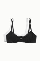 Thumbnail for your product : Cosabella Set Of Two Stretch Cotton-blend Underwired Bras - Black
