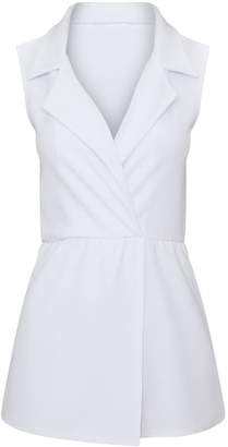 PrettyLittleThing White Sleeveless Tux Style Playsuit