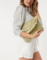 Thumbnail for your product : ASOS DESIGN straw clutch bag in pistachio