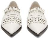 Thumbnail for your product : Alexander McQueen Studded Point-toe Leather Loafers - Ivory