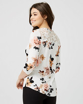 Thumbnail for your product : Le Château Floral Print Jersey & Lace 3/4 Sleeve Top