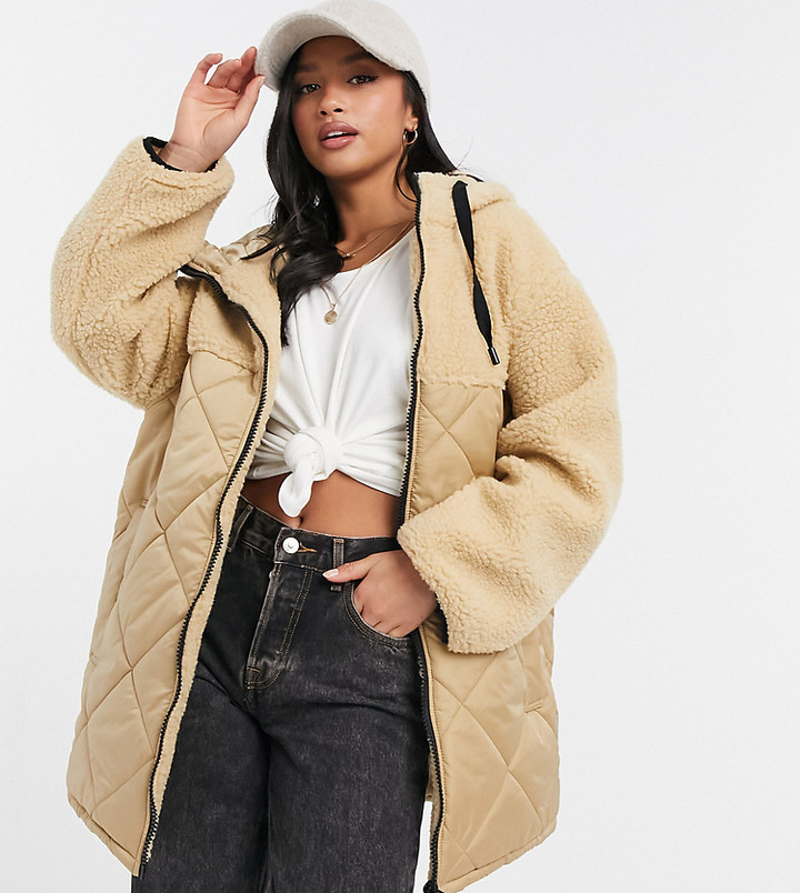 camel quilted coat