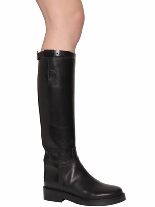 Ann Demeulemeester 30mm Brushed Leather Riding Boots