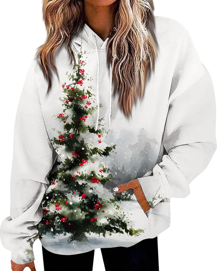 MNLYBABY Christmas Sweatshirt Women Christmas Tree Sweatshirt Funny Xmas Vacation Holiday Shirt - View #4
