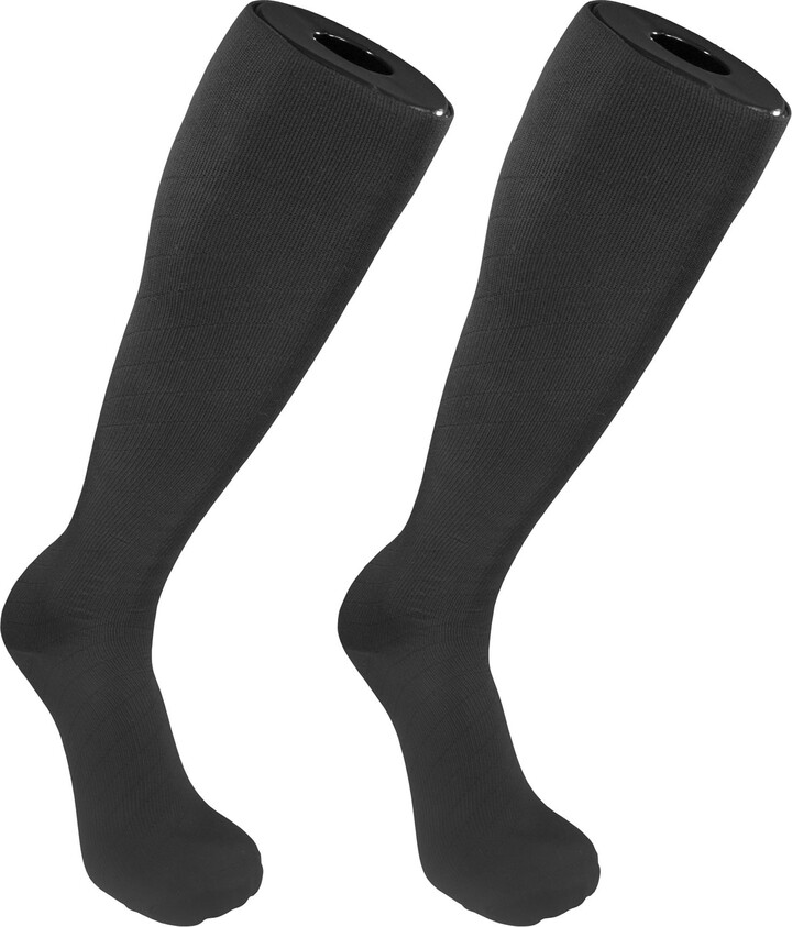 Truform Compression Travel Sock, 15-20 Medium Strength Support for Men and Women, Knee High, Black, Large