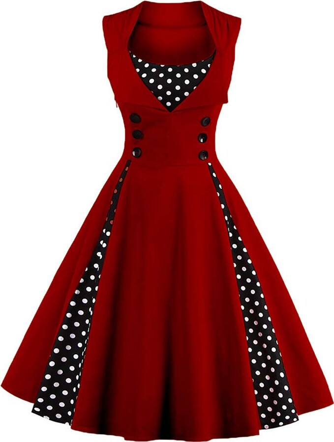 IBTOM CASTLE Vintage 1950s Rockabilly Polka Dots Dress Women