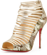 Thumbnail for your product : Christian Louboutin Gortika Camo & Metallic Red Sole Bootie, Gold/Platine