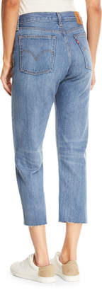 Levi's Premium Partners in Crime Wedgie-Icon Fit Straight-Leg Jeans w/ Raw-Edge Hem