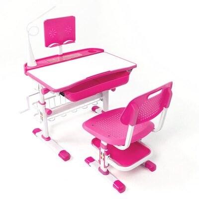 Height adjustable study desk and chair set pull out drawer with tilted desktop Clearance