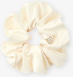 Sandro Womens Ecru Logo-Embellished Satin Hair Scrunchie 1Size