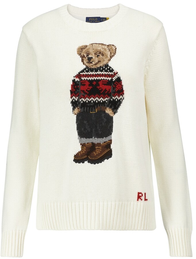 Polo Ralph Lauren Polo Bear intarsia cotton sweater - ShopStyle