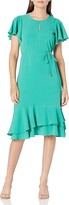 Thumbnail for your product : Maggy London Women's Catalina Crepe Jewel Neck Flutter Sleeve Fit and Flare (Seafoam) Women's Dress