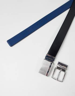 HUGO Reversable Leather Belt Gift Box Set in Black/Navy