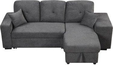 Reversible Sectional Sofa With Side Shelf And 2 Stools