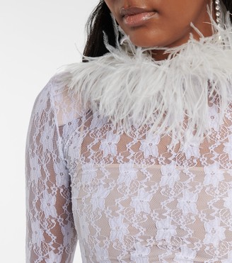 Christopher Kane Bridal feather-trimmed lace gown