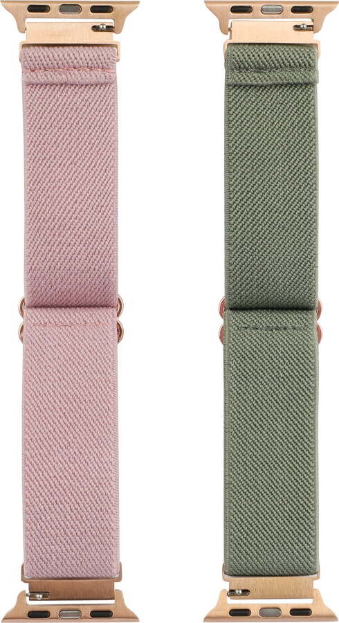 onn Watch Band, Universal Fit for Apple Watch, Samsung Galaxy, Garmin 20mm, 2 Pack-Pink & Green Knit