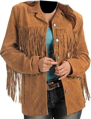 HiFacon Western Suede Leather Cow-Lady Women Brown Fringe Jacket Coats |  Womens Cowgirl Western Fringed Suede Leather Jacket Brown - ShopStyle