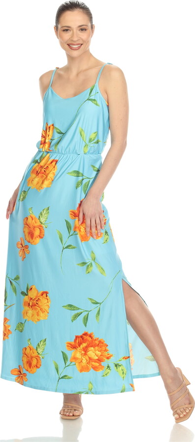 White Mark Fashion White Mark Women’s Floral Sleeveless Side Slit Maxi Dress