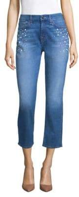 Embellished Straight Crop Jeans