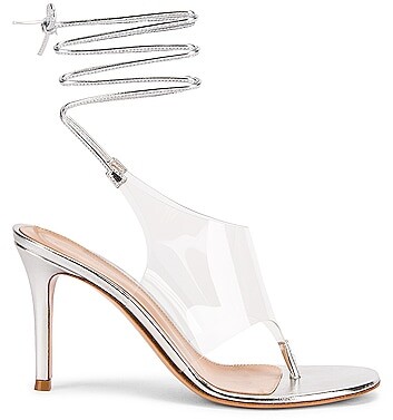 metallic strappy heels