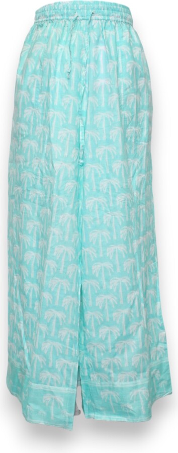 Mary Marshmallow Blue Delray Pant - Tropical Palm - Aqua